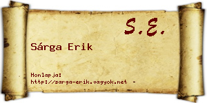 Sárga Erik névjegykártya